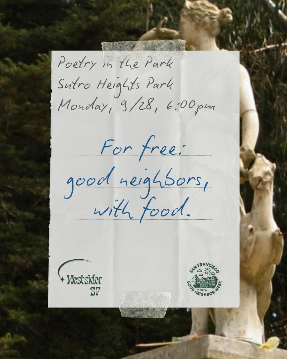 Poetry in the Park event poster